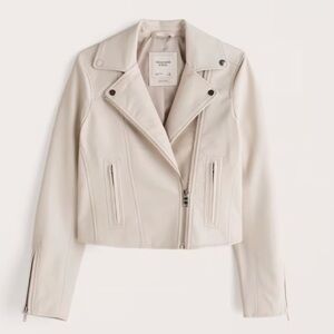 Abercrombie & Fitch Cream Leather Jacket